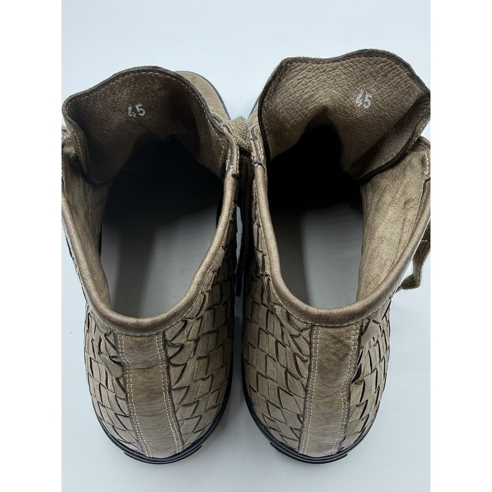 Pantofola d'Oro 12US 45EU Brown-Grey Woven Leather High Top Sneaker Boot Italian - Picture 8 of 10